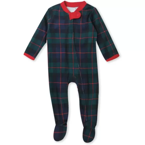 imageHonestBaby Baby Sleep and Play Footed Pajamas Onepiece Sleeper Jumpsuit Zipfront Pjs Organic CottonBlack Watch Plaid