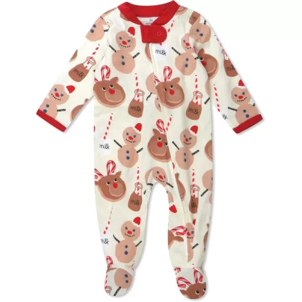 imageHonestBaby Baby Sleep and Play Footed Pajamas Onepiece Sleeper Jumpsuit Zipfront Pjs Organic CottonBreakfast Deer