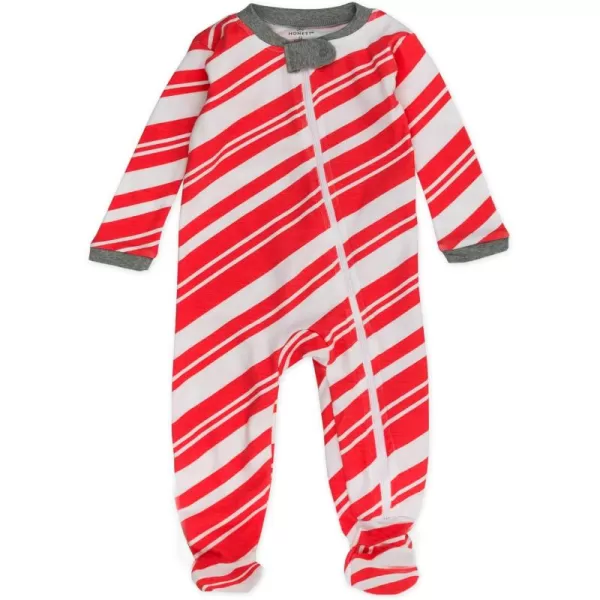 imageHonestBaby Baby Sleep and Play Footed Pajamas Onepiece Sleeper Jumpsuit Zipfront Pjs Organic CottonCandy Cane