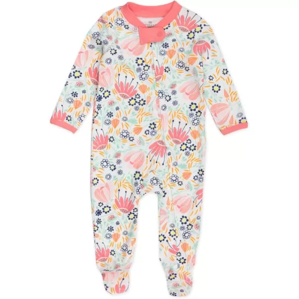 imageHonestBaby Baby Sleep and Play Footed Pajamas Onepiece Sleeper Jumpsuit Zipfront Pjs Organic CottonFlower Power