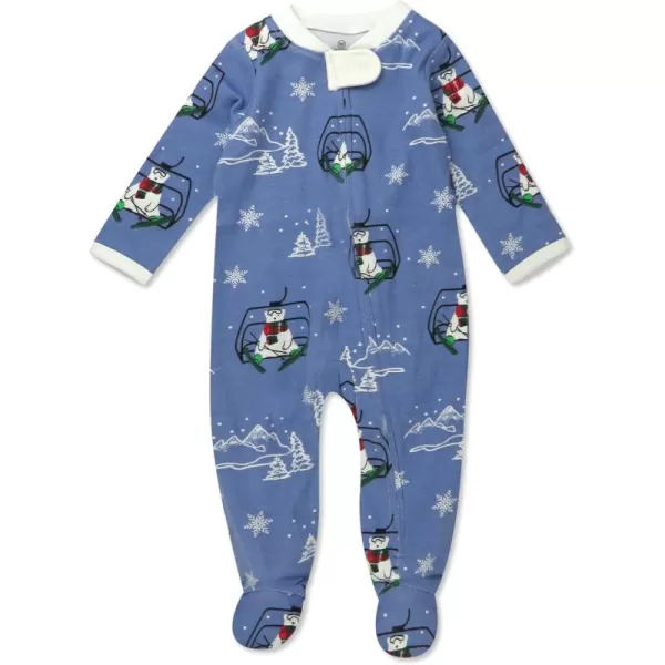 imageHonestBaby Baby Sleep and Play Footed Pajamas Onepiece Sleeper Jumpsuit Zipfront Pjs Organic CottonSki Bear