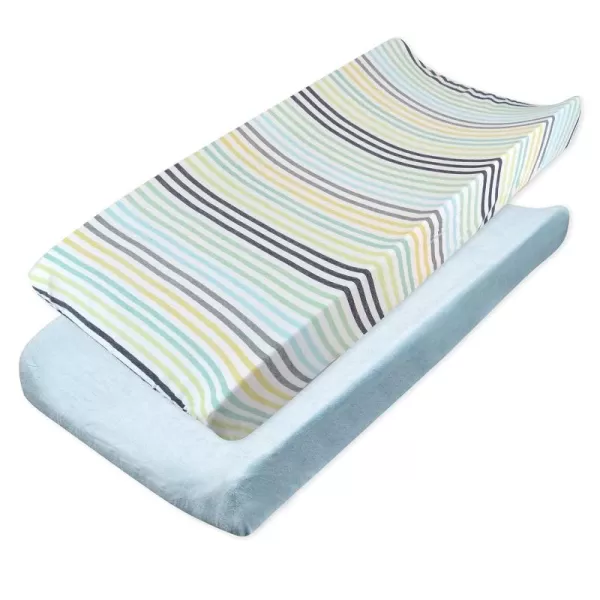 imageHonestBaby Boys Organic Cotton Changing Pad Cover Tossed Skulls One SizeRainbow Stripe Blues