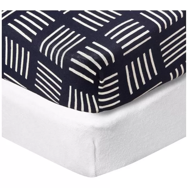 imageHonestBaby Boys Organic Cotton Changing Pad Cover Tossed Skulls One SizeSketchy Square Dark Navy