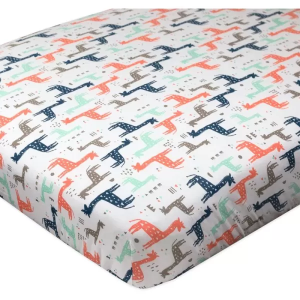 imageHonestBaby Fitted Crib Sheets Fits Standard Mattress Bassinet Mini Prints 100 Organic Cotton Baby Boys Girls and Unisex LEGACY Pattern Play Light Blue One SizeMulticolored Giraffes