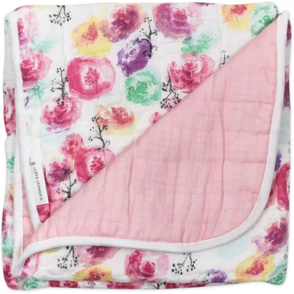 imageHonestBaby Quilted Baby Blankets Reversible Organic Cotton for Infant Boys Girls Unisex Pattern PlayGray One Size1Pack Rose BlossomDip Dye Hand Quilted Blanket