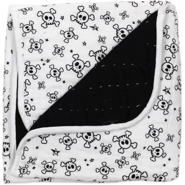imageHonestBaby Quilted Baby Blankets Reversible Organic Cotton for Infant Boys Girls Unisex Pattern PlayGray One Size1Pack Tossed SkullsBlack Hand Quilted Blanket