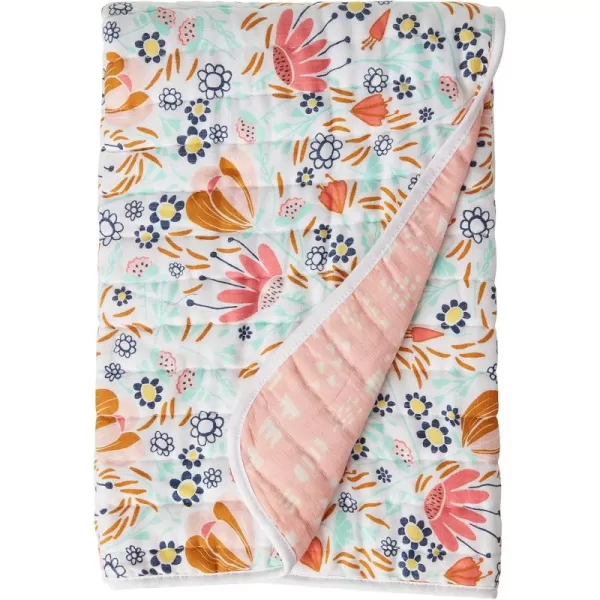imageHonestBaby Quilted Baby Blankets Reversible Organic Cotton for Infant Boys Girls Unisex Pattern PlayGray One Size1pack Flower Power Hand Quilted Blanket