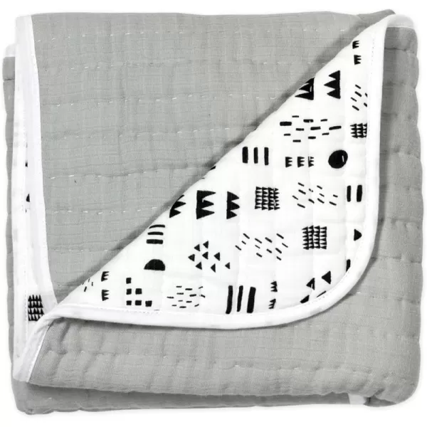 imageHonestBaby Quilted Baby Blankets Reversible Organic Cotton for Infant Boys Girls Unisex Pattern PlayGray One Size1pack Pattern Play Hand Quilted Blanket