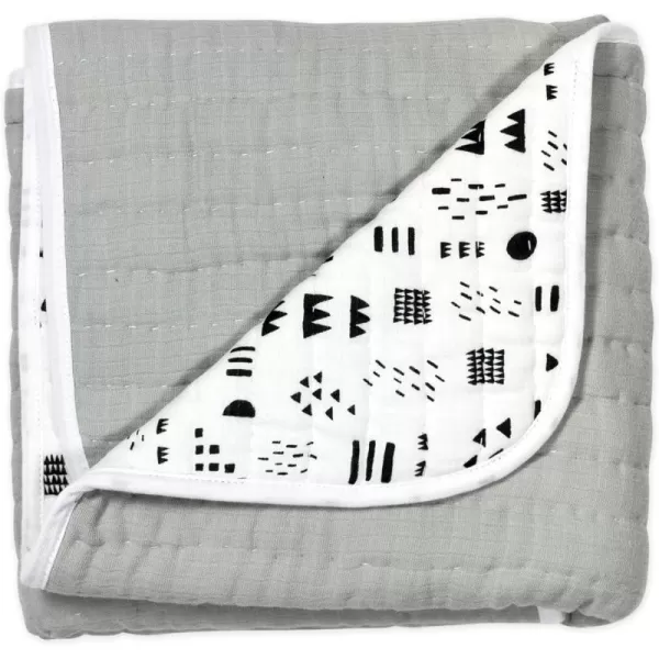 imageHonestBaby Quilted Baby Blankets Reversible Organic Cotton for Infant Boys Girls Unisex Pattern PlayGray One Size1pack Pattern PlayGray Hand Quilted Blanket