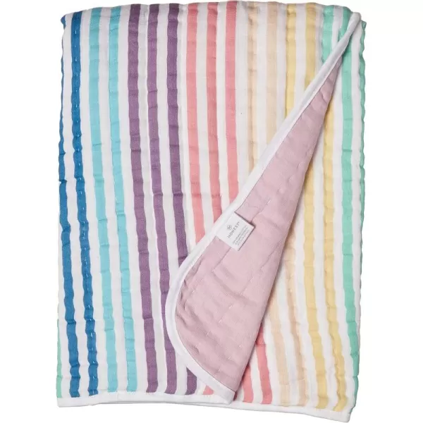 imageHonestBaby Quilted Baby Blankets Reversible Organic Cotton for Infant Boys Girls Unisex Pattern PlayGray One Size1pack Rainbow Stripe Hand Quilted Blanket