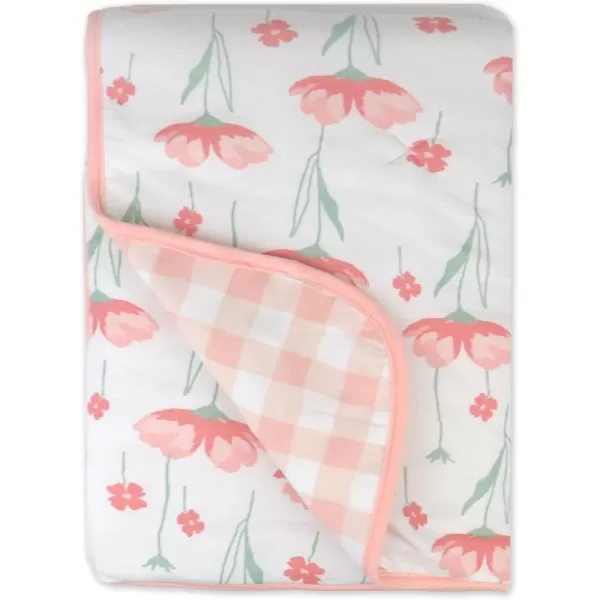 imageHonestBaby Quilted Baby Blankets Reversible Organic Cotton for Infant Boys Girls Unisex Pattern PlayGray One Size1pack Strawberry Pink Floral Reversible Blanket