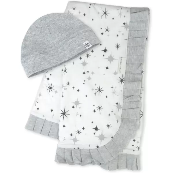 imageHonestBaby Quilted Baby Blankets Reversible Organic Cotton for Infant Boys Girls Unisex Pattern PlayGray One Size2Pack Twinkle Star Grey Stroller Blanket