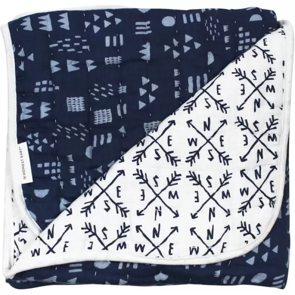 imageHonestBaby Quilted Baby Blankets Reversible Organic Cotton for Infant Boys Girls and Unisex LEGACY Fair Isle Gray One SizeCompassPattern Navy