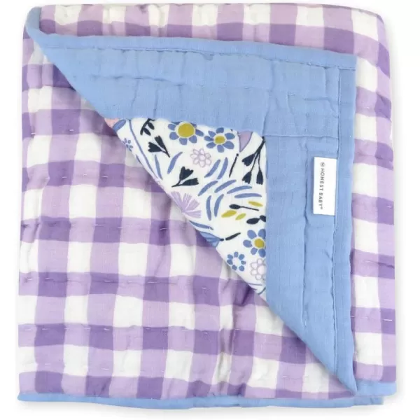 imageHonestBaby Quilted Baby Blankets Reversible Organic Cotton for Infant Boys Girls and Unisex LEGACY Fair Isle Gray One SizeFall Purple Floral