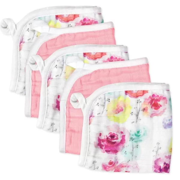 imageHonestBaby unisex baby Organic Cotton Washcloth MultiPack Winter Accessory Set 5Pack Rose BlossomPink One Size US5pack Rose BlossomPink