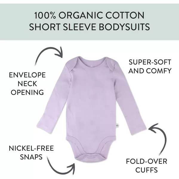 imageHonestBaby Baby Girls 5pack Long Sleeve Bodysuits Onepiece 100 Organic Cotton for Infant Baby Girls Unisex5pack Dusty Purple