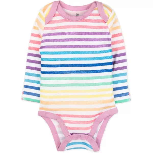 imageHonestBaby Baby Girls 5pack Long Sleeve Bodysuits Onepiece 100 Organic Cotton for Infant Baby Girls Unisex5pack Rose Blossom
