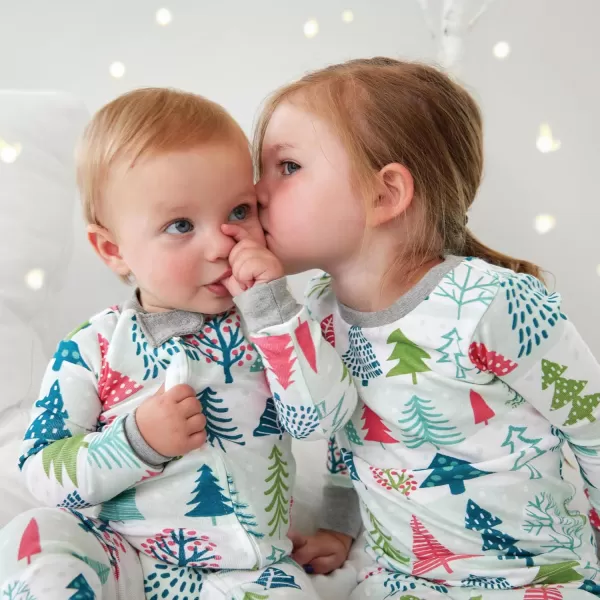 imageHonestBaby Baby Holiday 2Piece Pajamas Sleepwear PJs 100 Organic Cotton for Infant Baby and Toddler Boys ampamp Girls UnisexFeelin Pine