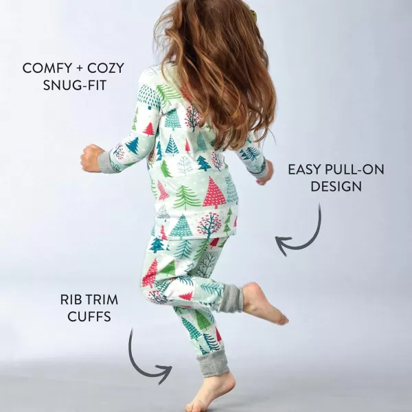 imageHonestBaby Baby Holiday 2Piece Pajamas Sleepwear PJs 100 Organic Cotton for Infant Baby and Toddler Boys ampamp Girls UnisexFeelin Pine