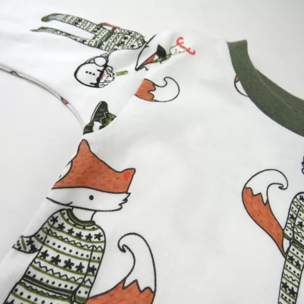 imageHonestBaby Baby Holiday 2Piece Pajamas Sleepwear PJs 100 Organic Cotton for Infant Baby and Toddler Boys ampamp Girls UnisexFoxy Green