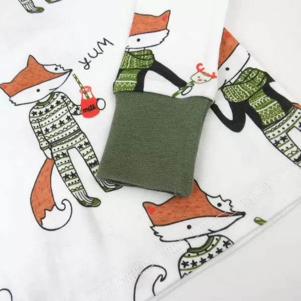 imageHonestBaby Baby Holiday 2Piece Pajamas Sleepwear PJs 100 Organic Cotton for Infant Baby and Toddler Boys ampamp Girls UnisexFoxy Green