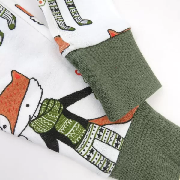 imageHonestBaby Baby Holiday 2Piece Pajamas Sleepwear PJs 100 Organic Cotton for Infant Baby and Toddler Boys ampamp Girls UnisexFoxy Green