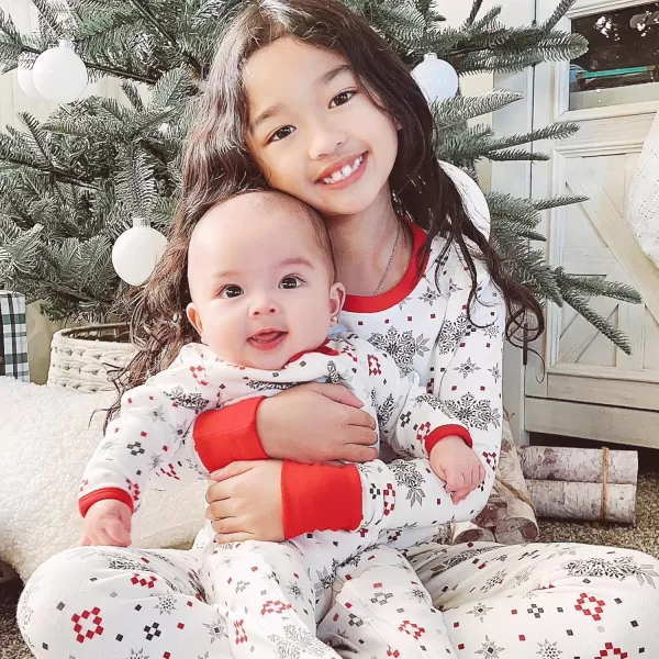 imageHonestBaby Baby Holiday 2Piece Pajamas Sleepwear PJs 100 Organic Cotton for Infant Baby and Toddler Boys ampamp Girls UnisexJumbo Fair Isle