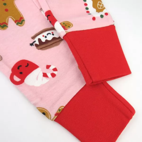 imageHonestBaby Baby Holiday 2Piece Pajamas Sleepwear PJs 100 Organic Cotton for Infant Baby and Toddler Boys ampamp Girls UnisexPink Gingerbread