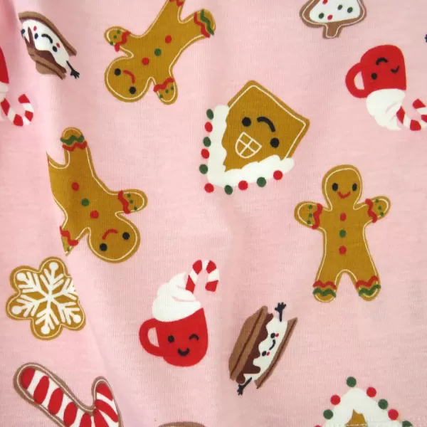 imageHonestBaby Baby Holiday 2Piece Pajamas Sleepwear PJs 100 Organic Cotton for Infant Baby and Toddler Boys ampamp Girls UnisexPink Gingerbread