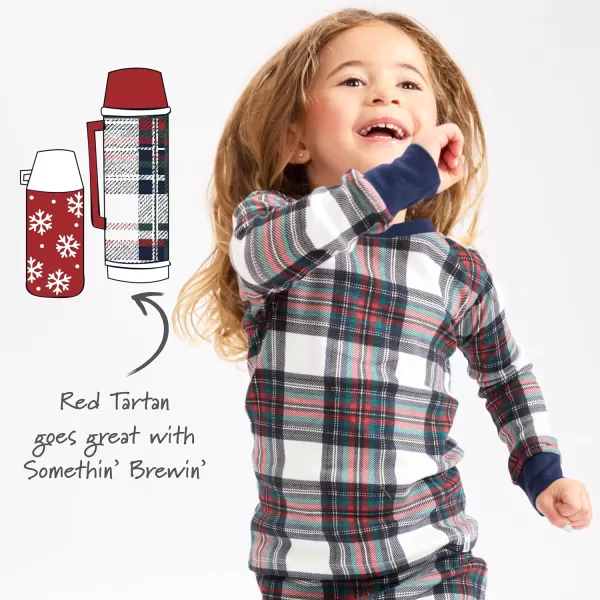 imageHonestBaby Baby Holiday 2Piece Pajamas Sleepwear PJs 100 Organic Cotton for Infant Baby and Toddler Boys ampamp Girls UnisexRed Tartan