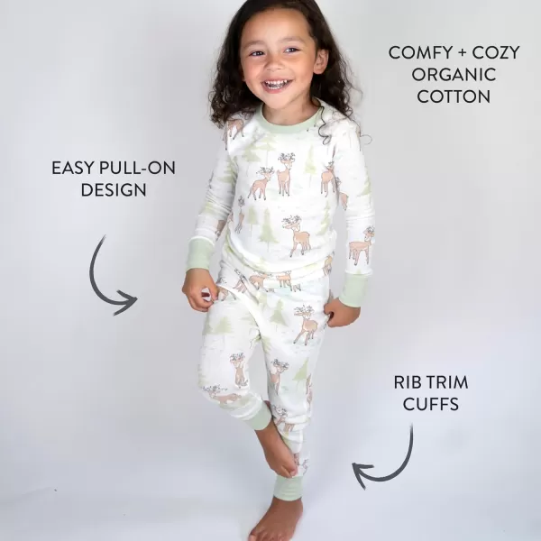 imageHonestBaby Baby Holiday 2Piece Pajamas Sleepwear PJs 100 Organic Cotton for Infant Baby and Toddler Boys ampamp Girls UnisexReindeer Lights
