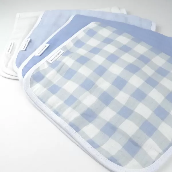 imageHonestBaby Baby Organic Cotton Multilayer Burp Cloths Multipack Bright White One Size4pack Blue Painted Buffalo Check