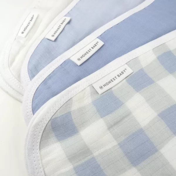 imageHonestBaby Baby Organic Cotton Multilayer Burp Cloths Multipack Bright White One Size4pack Blue Painted Buffalo Check