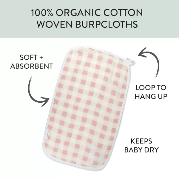 imageHonestBaby Baby Organic Cotton Multilayer Burp Cloths Multipack Bright White One Size4pack Peach Skin Painted Buffalo Check