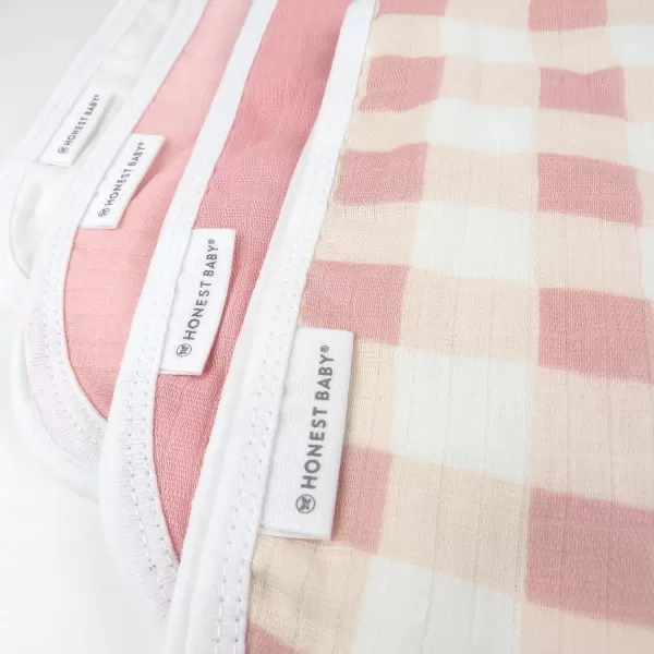 imageHonestBaby Baby Organic Cotton Multilayer Burp Cloths Multipack Bright White One Size4pack Peach Skin Painted Buffalo Check