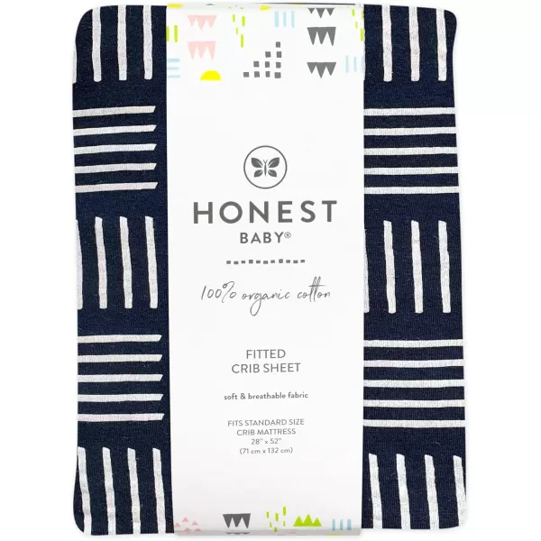 imageHonestBaby Fitted Crib Sheets Fits Standard Mattress Bassinet Mini Prints 100 Organic Cotton Baby Boys Girls and Unisex LEGACY Dots ampamp Dashes One SizeSketchy Square Dark Navy