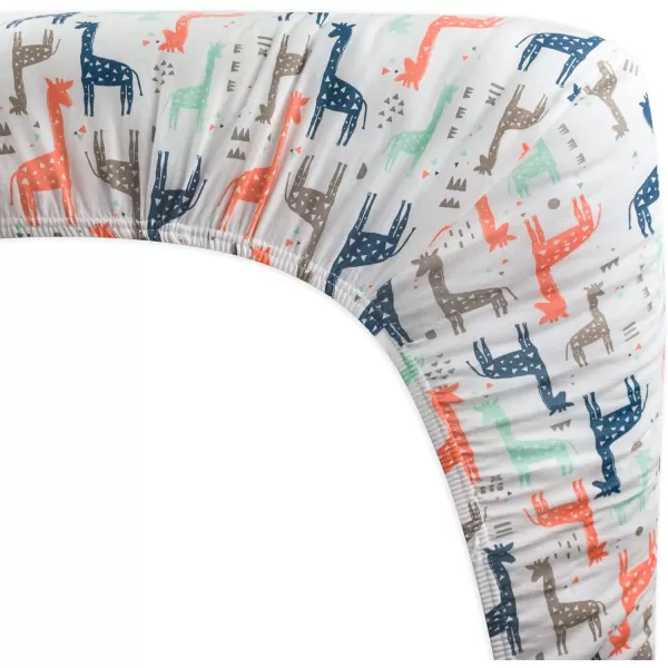 imageHonestBaby Fitted Crib Sheets Fits Standard Mattress Bassinet Mini Prints 100 Organic Cotton Baby Boys Girls and Unisex LEGACY Dots ampamp Dashes One SizeMulticolored Giraffes