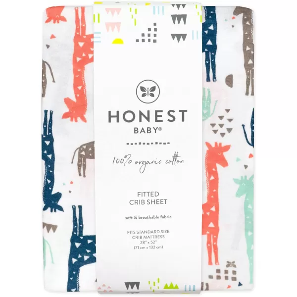 imageHonestBaby Fitted Crib Sheets Fits Standard Mattress Bassinet Mini Prints 100 Organic Cotton Baby Boys Girls and Unisex LEGACY Dots ampamp Dashes One SizeMulticolored Giraffes