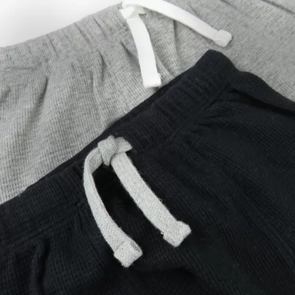 imageHonestBaby Multipack Honest Pants Joggers Pull on 100 Organic Cotton for Infant Baby and Toddler Boys Girls Unisex2pack Black Night Waffle