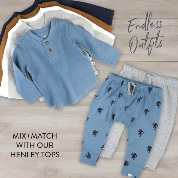 imageHonestBaby Multipack Honest Pants Joggers Pull on 100 Organic Cotton for Infant Baby and Toddler Boys Girls Unisex2pack Blue Lion Crest