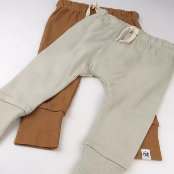 imageHonestBaby Multipack Honest Pants Joggers Pull on 100 Organic Cotton for Infant Baby and Toddler Boys Girls Unisex2pack Khaki