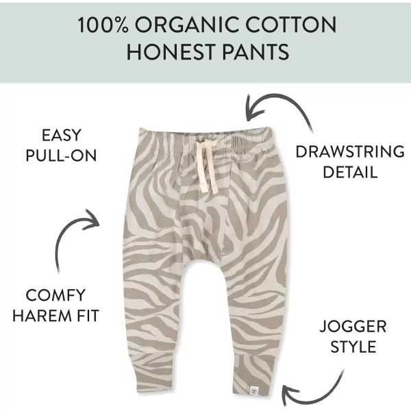 imageHonestBaby Multipack Honest Pants Joggers Pull on 100 Organic Cotton for Infant Baby and Toddler Boys Girls Unisex2pack Zanzibar Zebra