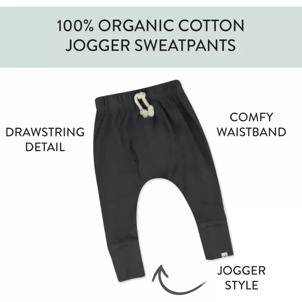 imageHonestBaby Multipack Honest Pants Joggers Pull on 100 Organic Cotton for Infant Baby and Toddler Boys Girls UnisexBlackened Pearl
