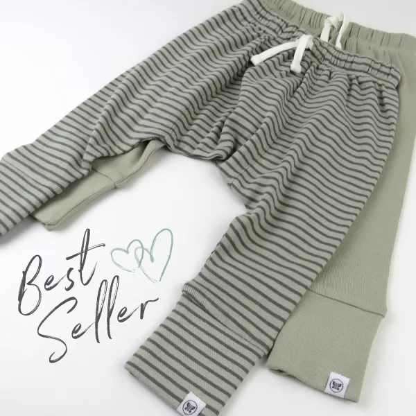imageHonestBaby Multipack Honest Pants Joggers Pull on 100 Organic Cotton for Infant Baby and Toddler Boys Girls UnisexMini Stripe Khaki