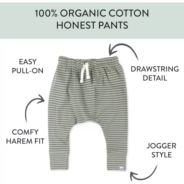 imageHonestBaby Multipack Honest Pants Joggers Pull on 100 Organic Cotton for Infant Baby and Toddler Boys Girls UnisexMini Stripe Khaki
