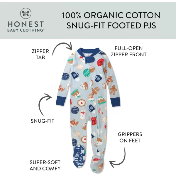 imageHonestBaby NonSlip Footed Holiday Pajamas OnePiece Sleeper ZipFront PJs Organic Cotton for Baby Boys GirlsEverything Nice