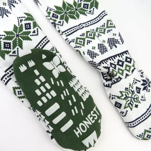 imageHonestBaby NonSlip Footed Holiday Pajamas OnePiece Sleeper ZipFront PJs Organic Cotton for Baby Boys GirlsFair Isle Green