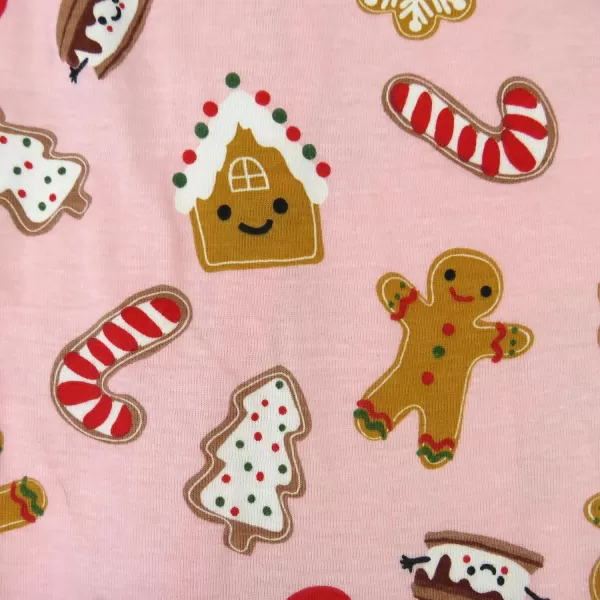 imageHonestBaby NonSlip Footed Holiday Pajamas OnePiece Sleeper ZipFront PJs Organic Cotton for Baby Boys GirlsGingerbread Pink