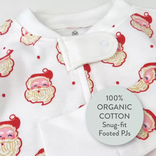 imageHonestBaby NonSlip Footed Holiday Pajamas OnePiece Sleeper ZipFront PJs Organic Cotton for Baby Boys GirlsHo Ho Ho
