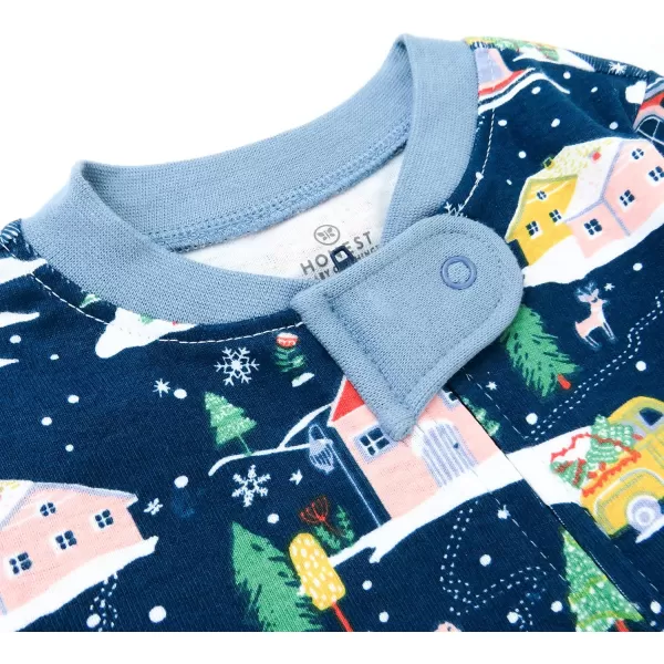 imageHonestBaby NonSlip Footed Holiday Pajamas OnePiece Sleeper ZipFront PJs Organic Cotton for Baby Boys GirlsNordic Holiday
